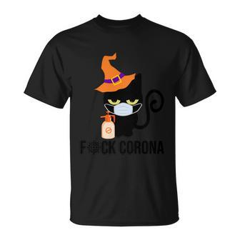 Fuck Corona Cat Halloween Quote Unisex T-Shirt - Monsterry AU