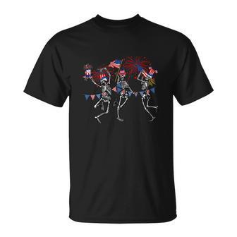 Funny 4Th Of July Dancing Skeleton Memorial Day Unisex T-Shirt - Monsterry UK
