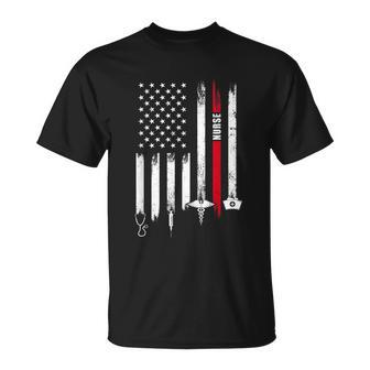 Funny American Flag Nurse Day Gift Idea Unisex T-Shirt - Monsterry