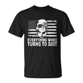 Funny Anti Biden Everything Woke Turns To Shit Funny Trump V2 Unisex T-Shirt - Monsterry CA