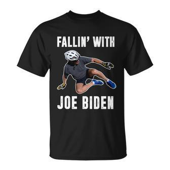 Funny Anti Biden Fallin With Joe Biden Funny Bicycle Unisex T-Shirt - Monsterry
