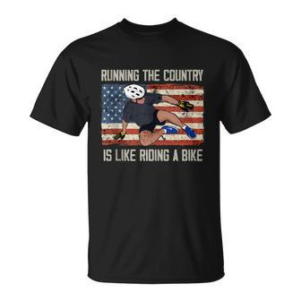 Funny Biden Falls Off Bike Running The Country Like Riding A Bike V4 Unisex T-Shirt - Monsterry