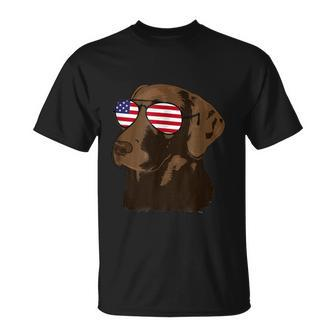 Funny Chocolate Lab American Flag Dog 4Th Of July Unisex T-Shirt - Monsterry UK