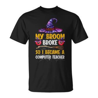 Funny Computer Teacher Witch Halloween Costume Women Men Men Women T-shirt Graphic Print Casual Unisex Tee - Thegiftio UK