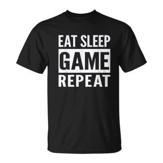 Funny Gamer Gaming Eat Sleep Game Repeat Holiday Gift V2 Men Women T-shirt Graphic Print Casual Unisex Tee - Thegiftio UK