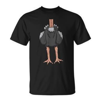 Funny Headless Ostrich Halloween Giant Bird Easy Costume Unisex T-Shirt - Seseable