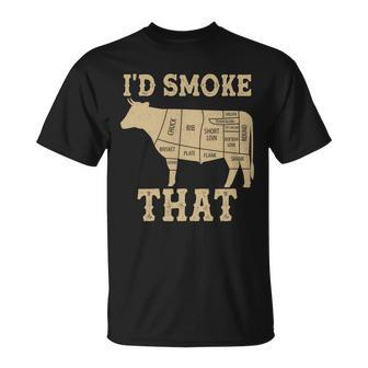 Funny Id Smoke That Cattle Meat Cuts Unisex T-Shirt - Monsterry