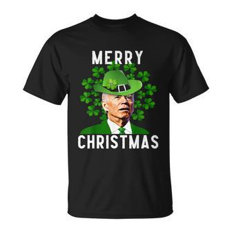 Funny Joe Biden Merry Christmas Confused St Patricks Day Unisex T-Shirt - Monsterry