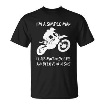 Funny Men Like Motocycles And Believe In Jesus Unisex T-Shirt - Monsterry AU