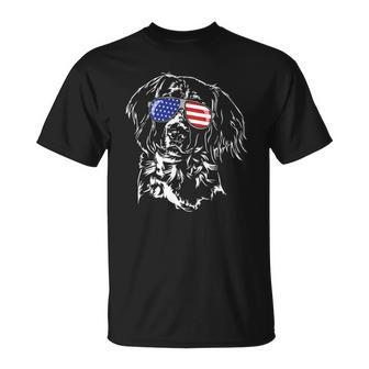 Funny Proud Small Munsterlander Pointer American Flag Dog Unisex T-Shirt | Mazezy