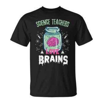 Funny Science Teachers Love Brains - Teachers Halloween Men Women T-shirt Graphic Print Casual Unisex Tee - Thegiftio UK