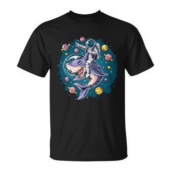 Funny Space Galaxy Astronaut Shark Unisex T-Shirt - Monsterry CA