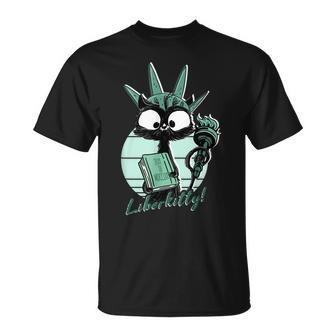 Funny Statue Of Liberty Cat | Liberkitty 4Th July Black Cat Unisex T-Shirt - Seseable