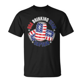 Funny Usa Drinking Team Captain American Beer Cans Unisex T-Shirt - Monsterry