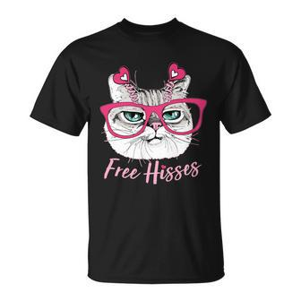 Funny Valentine Cat Free Hisses Unisex T-Shirt - Monsterry