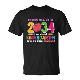 Future Class 2034 Survived Kindergarten Funny School Teacher Student Graphic Unisex T-Shirt - Monsterry
