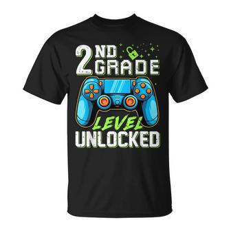 Gamer Second Grade Level Unlocked Back To School Video Game T-shirt - Thegiftio UK