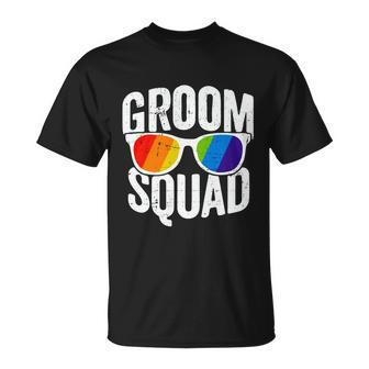Gay Pride Groom Squad Glasses Lgbt Pride Pride Month Unisex T-Shirt - Monsterry