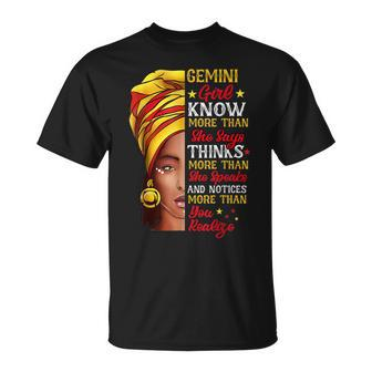 Gemini Girl Queen Melanin Afro Queen Black Zodiac Birthday Unisex T-Shirt - Seseable