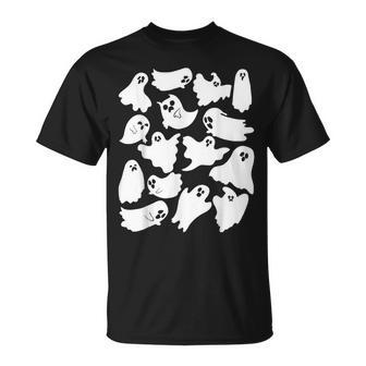 Ghost Graphic Spooky Season Many Ghosts Faces Halloween Kids Unisex T-Shirt - Seseable