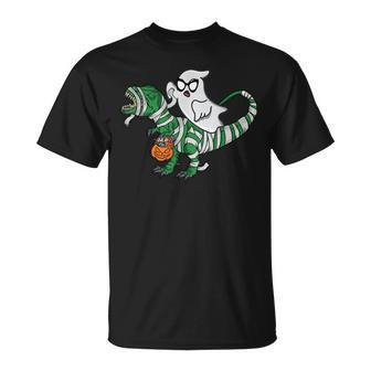 Ghost Riding Dinosaur Rex Mummy Dinosaur Halloween T-shirt - Thegiftio UK