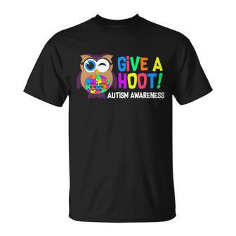 Give A Hoot Autism Awareness Unisex T-Shirt - Monsterry