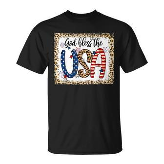 God Bless America Leopard Christian 4Th Of July Patriotic Unisex T-Shirt - Seseable