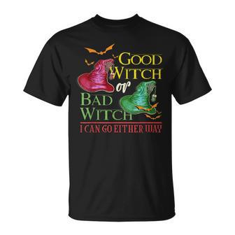 Good Witch Bad Witch I Can Go Either Way Halloween Costume V5 Unisex T-Shirt - Seseable