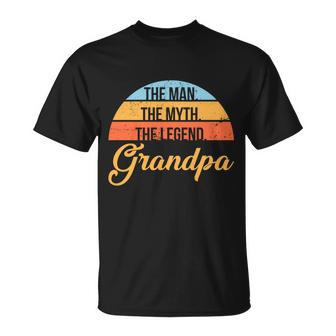Grandpa The Man The Myth The Legend Saying Tshirt Unisex T-Shirt - Monsterry