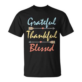 Grateful Thankful Blessed Colorful Thanksgiving Tshirt Unisex T-Shirt - Monsterry CA