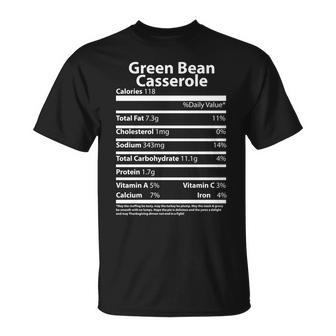 Green Bean Casserole Nutritional Facts Funny Thanksgiving Unisex T-Shirt - Monsterry DE