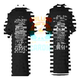 Grilling Is My Cardio Retro Fathers Day Grill Dad T-Shirt - Thegiftio UK