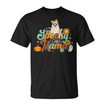 Groovy Spooky Mama Ghost Boo Halloween Costume Retro Hippie Unisex T-Shirt - Seseable