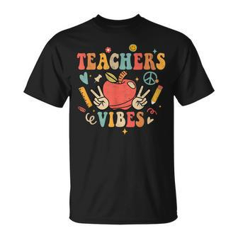 Groovy Teacher Vibes Retro Teach Love Inspire Back To School T-shirt - Thegiftio UK