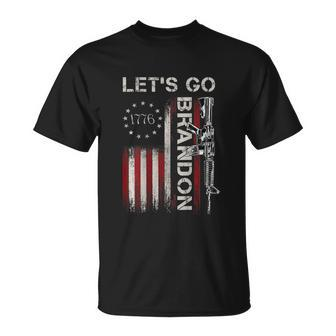 Gun 1776 American Flag Patriots Lets Go Brandon T-shirt - Thegiftio UK