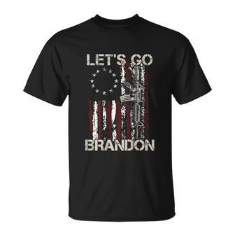 Gun American Flag Patriots Lets Go Brandon T-shirt - Thegiftio UK