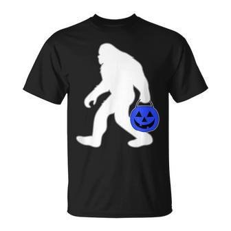 Halloween Autism Blue Pumpkin Bucket Trick Or Treat Bigfoot Unisex T-Shirt - Seseable