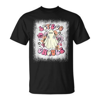 Halloween Bleached Let’S Go Ghouls Floral Party Trick Or T-shirt - Thegiftio UK