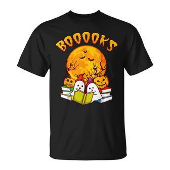 Halloween Booooks Ghost Reading Boo Read Books Library T-shirt - Thegiftio UK