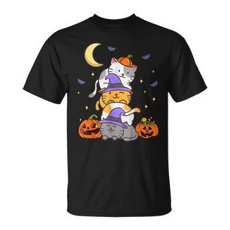 Halloween Cats Anime Cat Kawaii Neko Pumpkin Cat Lover Witch V5 T-shirt - Thegiftio UK