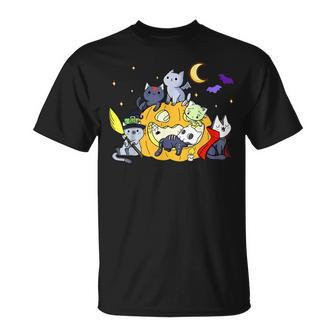 Halloween Cats Anime Cat Kawaii Neko Pumpkin Cat Lover Witch V8 T-shirt - Thegiftio UK