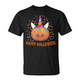 Halloween Cute Unicorn Pumpkin Costume Happy Halloween 2021 Men Women T-shirt Graphic Print Casual Unisex Tee - Thegiftio UK