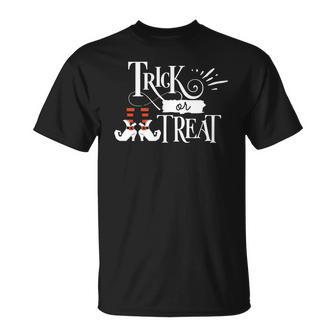 Halloween Funny Trick Or Treat Orange And White Men Women T-shirt Graphic Print Casual Unisex Tee - Seseable