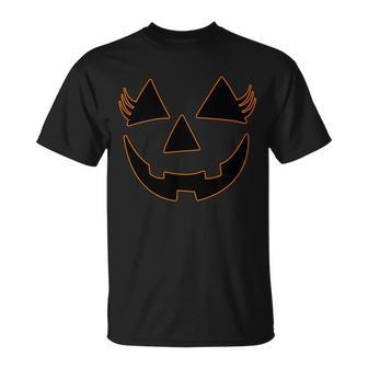 Halloween Jack-O-Lantern With Lashes Tshirt Unisex T-Shirt - Monsterry