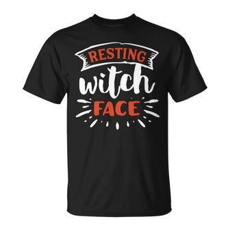 Halloween Resting Witch Face Orange And White Men Women T-shirt Graphic Print Casual Unisex Tee - Seseable
