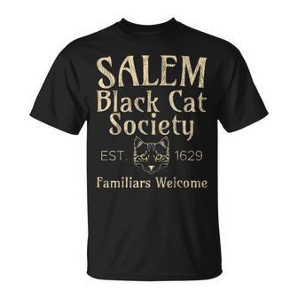 Halloween Salem Black Cat Society Familiars Welcome Unisex T-Shirt - Seseable