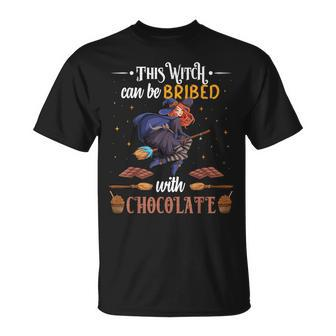 Halloween This Witch Can Be Bribed With Chocolate Unisex T-Shirt - Seseable