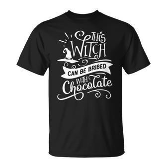 Halloween This Witch Can Be Bribed With Chocolate White Men Women T-shirt Graphic Print Casual Unisex Tee - Seseable