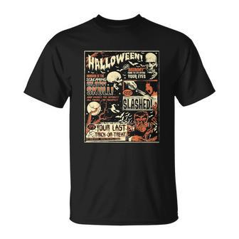 Halloween Vintage Poster Horror Movies Comic Unisex T-Shirt - Monsterry CA