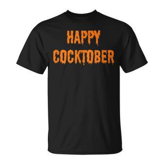 Happy Cocktober Funny Halloween Sayings Womens Tees Tops V2 Men Women T-shirt Graphic Print Casual Unisex Tee - Thegiftio UK